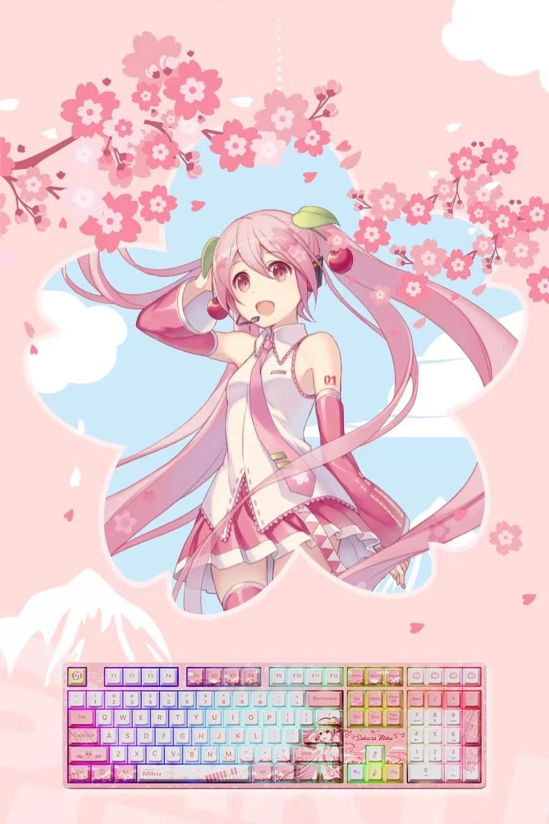 Anime Hatsune Miku 5108B Plus Sakura Future Co branded Mechanical Keyboard Sakura Pink Girl Office Bluetooth Wireless