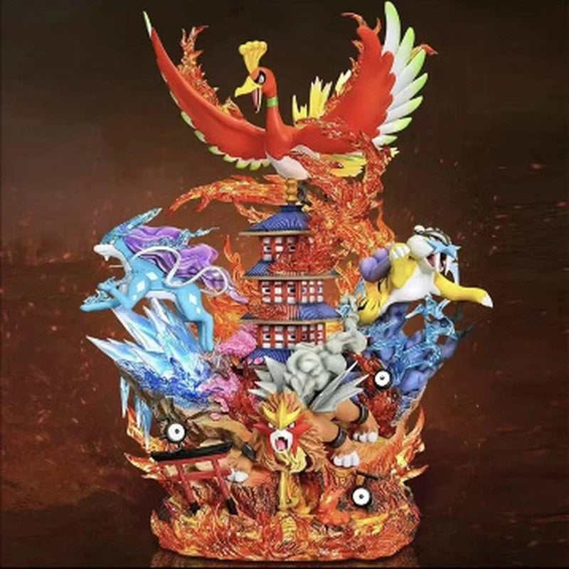 Pet Elf EGG Pocket Monsters Handheld Ornament Phoenix King Three Holy Beasts Thunder God Water Lord Anime Handheld Model