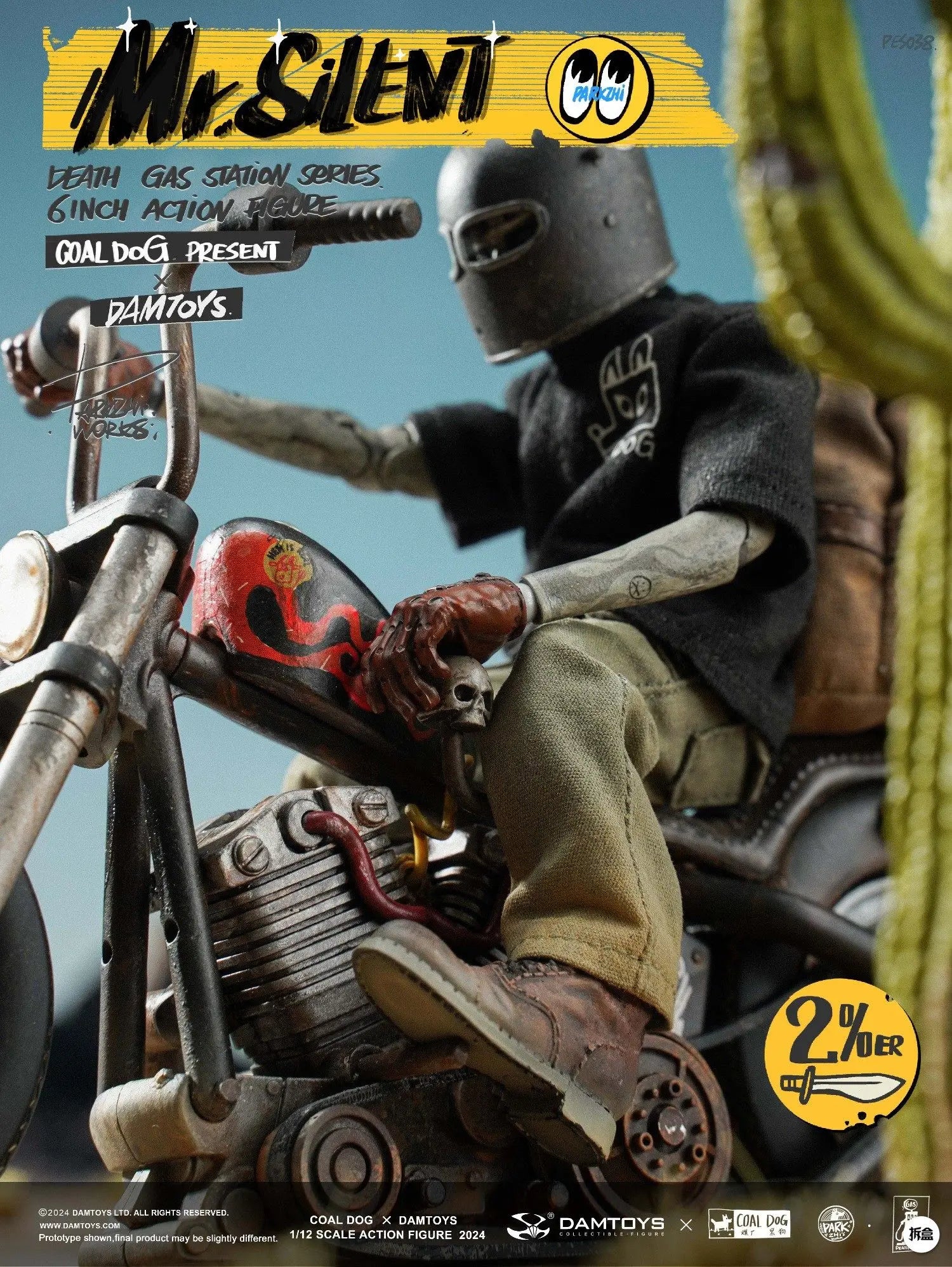 In Stock Originate DAMTOYS x Coal Dog MR.SILENT Movable Model Toys PES038 PES040 1/12 SCALE ACTION FIGURE With motorcycle