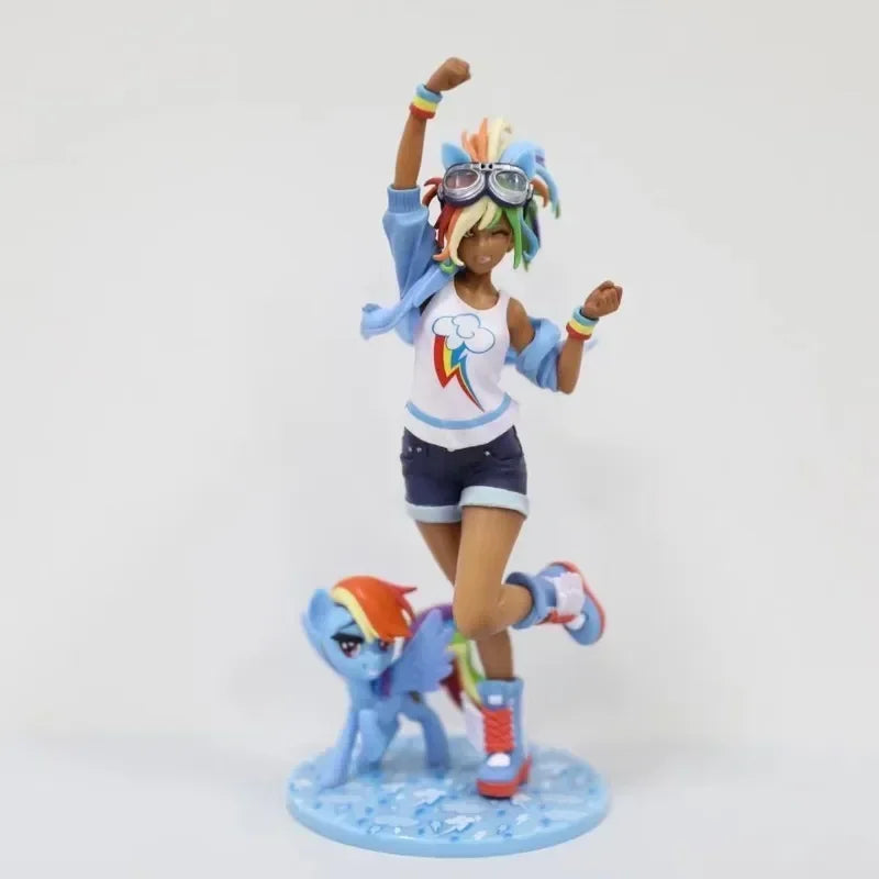 My Little Pony Anime Figure Applejack Figures Bishoujo Model Kawaii Dash Bishoujo Rainbow Sunset Shimmer Statue Decoration Gifts
