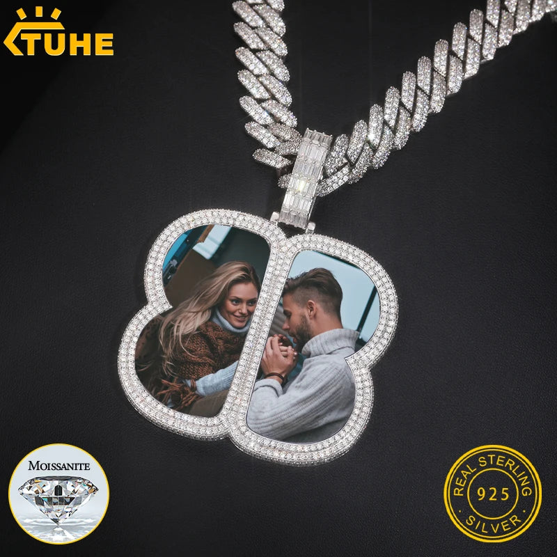 Custom Photo Pendant Necklace Men Hip Hop Jewelry Personalized Custom Moissanite Pendant Zircon Chains Gift