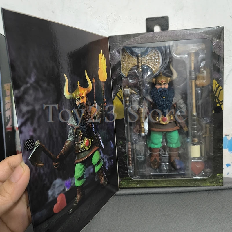 Neca Dragon And Dungeon Anime Figure Dwarf Warrior Elkhorn Action Figures Handheld Model Toy Collectible Christmas Gifts