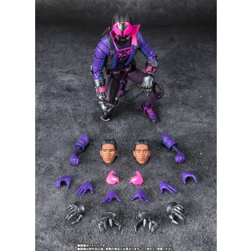 Fast Shipping Bandai Anime SHF Miles G Morales Spider-Man Across the Spider-Verse Original Model Toys Action Figure Children Kid