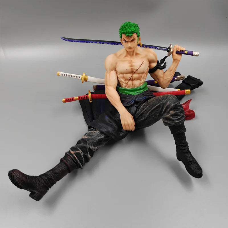 10cm One Piece Anime Figure Roronoa Zoro Anime Figure Sitting Action Figure Pvc Model Statue Collection Decoration Toys Gift