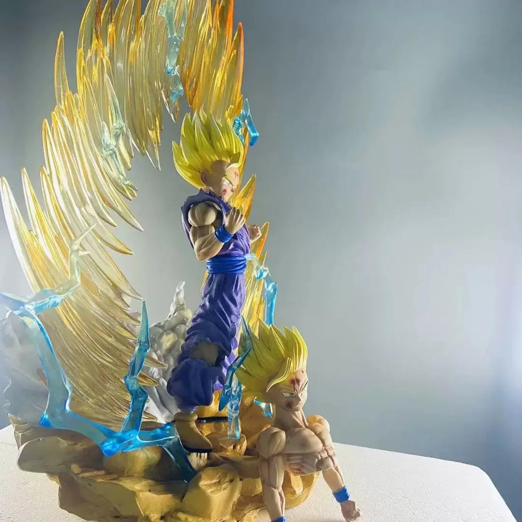 Dragon Ball Son Gohan Anime Figuren Super Saiyajin 2 Figur Leuchtende Statue Austauschbarer Kopf Handmodell Fans Geburtstagsgeschenke Spielzeug