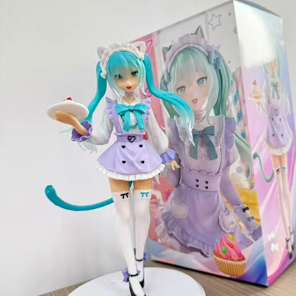 In Stock Kawaii Piapro Hatsune Miku 1/7 Scale Figure F:NEX Cat Ear Maid Anime PVC Collectible Model Ornament