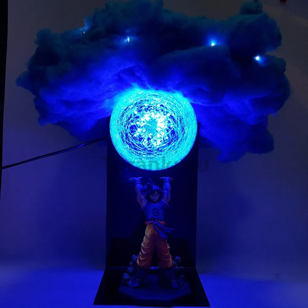 Dragon Ball Anime Son Goku Spirit Bomb mit Wolkenlampe LED-Glühbirne Actionfiguren Modell Figur Figur &amp; Sockel &amp; Lampe DIY Spielzeug