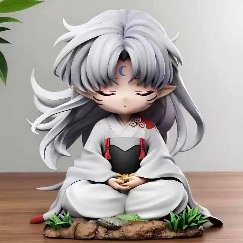 Anime Q Version Sitting Posture Inuyasha Nomi Childhood Sesshoumaru Action Figurine Gk Model Creative Ornament Desktop Toy Gift