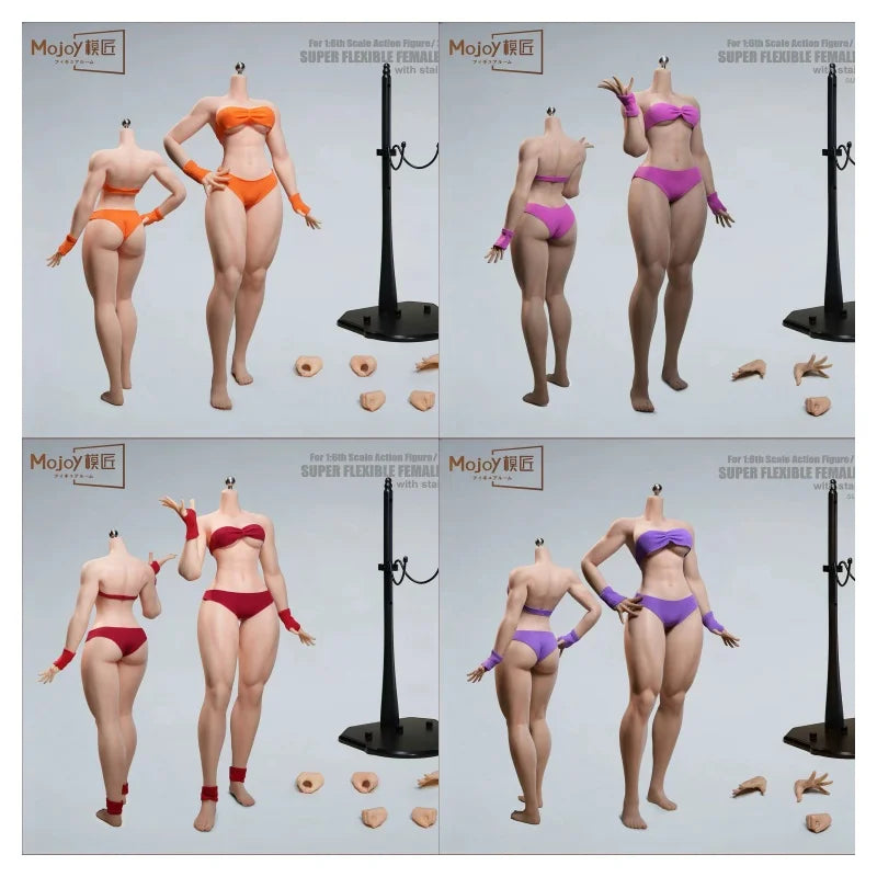 Mojoy Studio Mj-Bd01/Bd02 1/6 Female Seamless Figure Silicone Body 12'' 28 Joints Movable Eye Super Flexable Action Figure Body