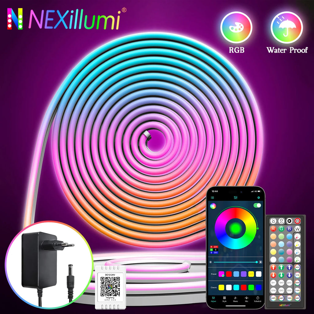 30M/20M/15M/10M RGB LED Neon Lights, Smart App Remote Control, Waterproof Music Sync Color Changing Rope for Bedroom Living Game