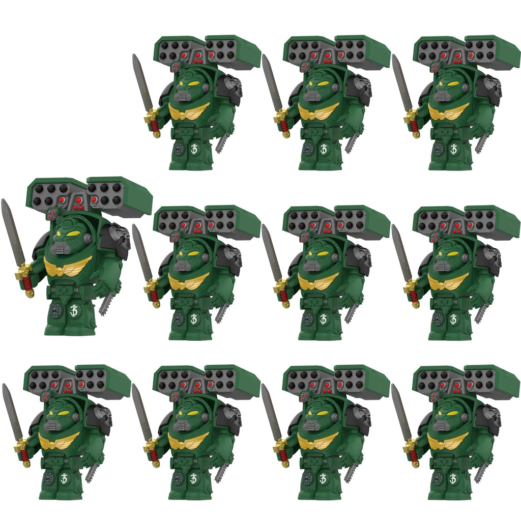 Warhammer 40k Chaos Space Marine Action Figure - Black Legion, Green Eye Lens, Spiked Armor, Combi-Bolter, Collectible Miniature