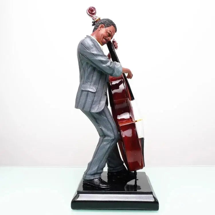 Bar and Cafe Furnishings American Jazz Figure Bass Player Art Sculpture Home Decoration Craft Gift Music Studio Display