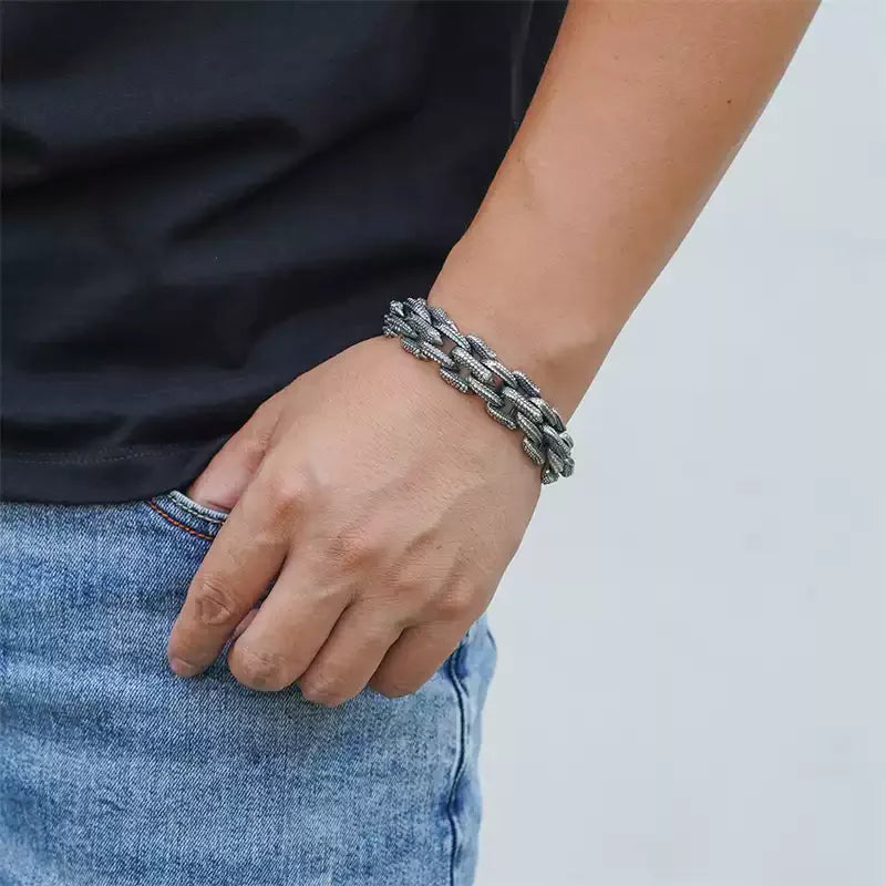 Bracelet Bangle Pure 925 Sterling Silver Dragon Scale Chain Punk Rock Luxury Brand Fine Jewelry Man Woman 2024 New In Gift B19