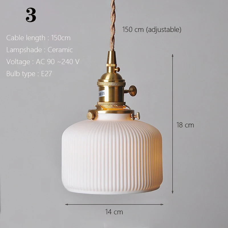 Japanese Ceramic Pendant Lights Scandinavian Light Luxury Pendant Lamp for Living Room Bedroom Dinning Room Kitchen Island
