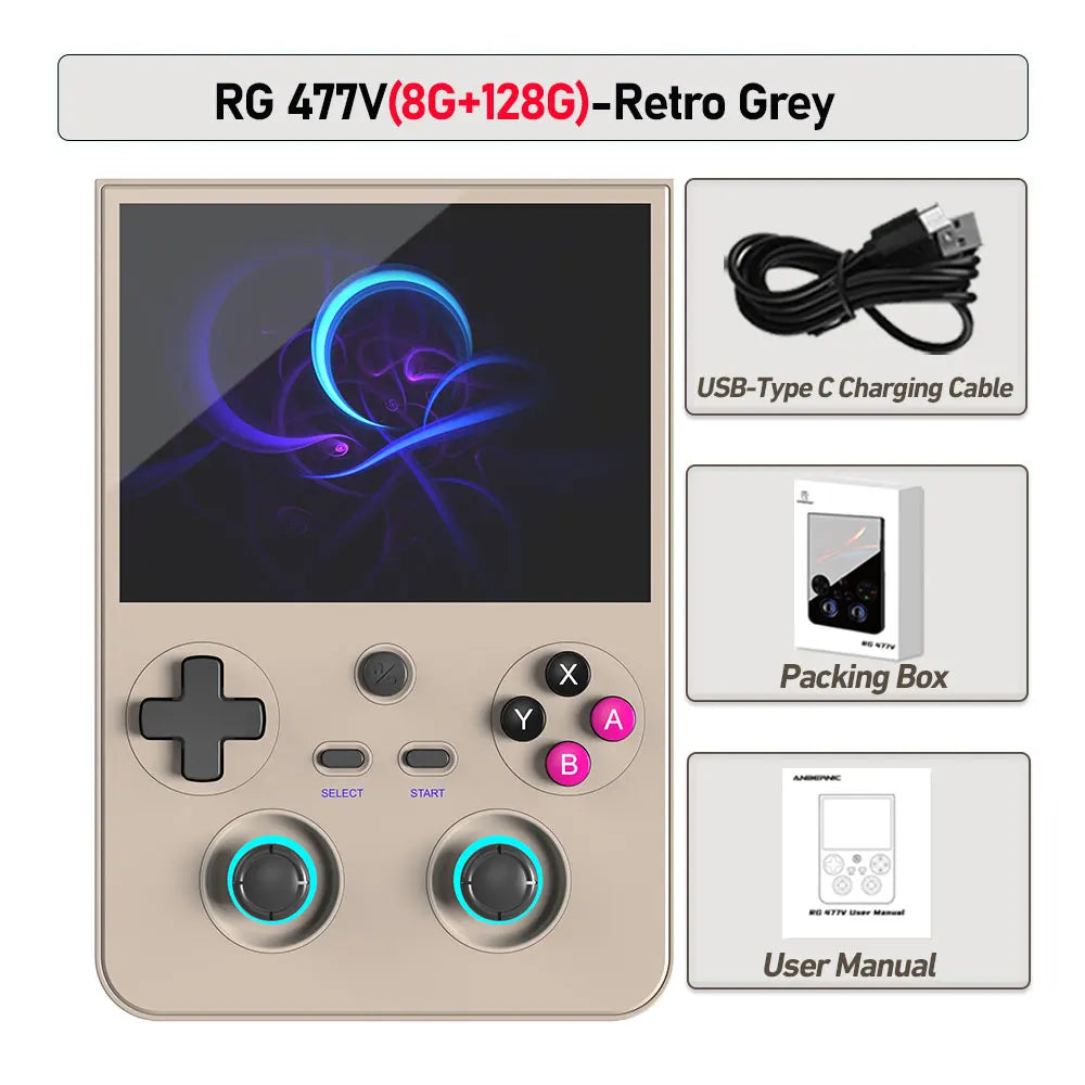 ANBERNIC RG477V Handheld Game Console 4.7" LTPS In-Cell Android 14 DSP Sound Effect Video Player Support AI RixelHK 1080p-DP Out