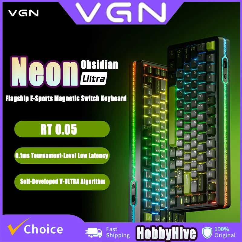 VGN Neon Ultra Series Magnetic Axis E-Sports Keyboard Customized Gasket Full Key Hot Swappable Rgb Light Effect Gaming Keyboard