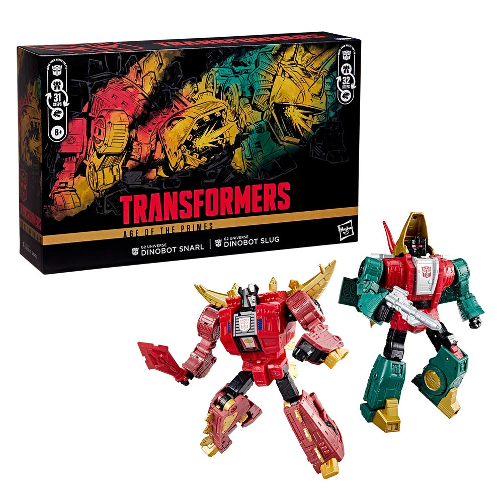 [In-Stock] Hasbro Transformers Age of the Primes G2 Universe Dinobot Slug and Snarl 2-Pack-Set 21.5cm Leader Class Figure Toys