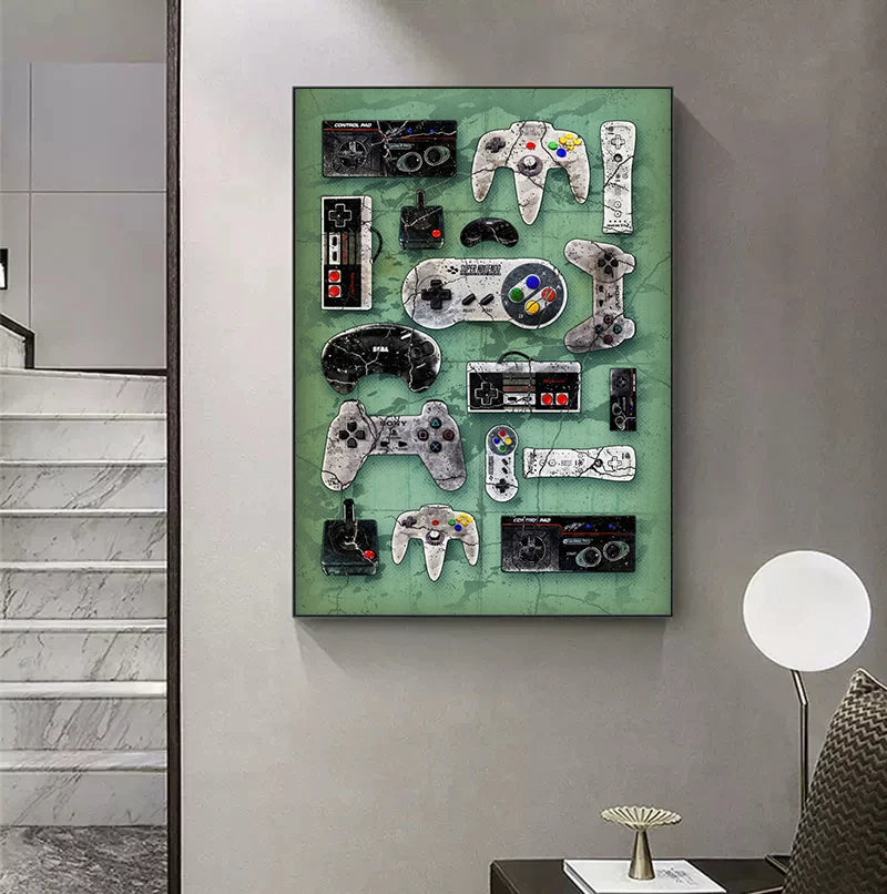 Moderne Gamepad Handheld Spielkonsole Controller Poster Leinwand Malerei Wand Bild Für Gamer Spiel Zimmer Hause Dekoration