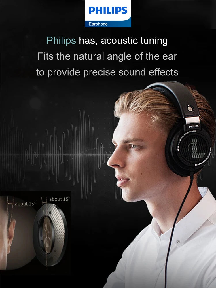 Philips SHP9500 Kopfhörer HiFi-Stereo-Kopfhörer mit Kabel, Computer, Online-Lernen, Ohrhörer, Esports-Spiel, 3,5 mm, 6,3 mm, Universal-Headset