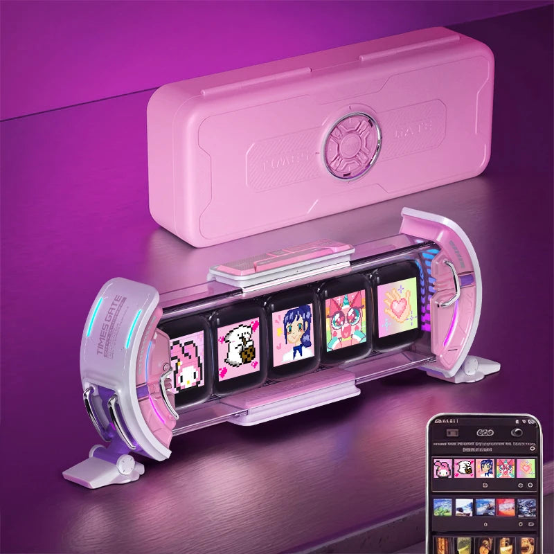 Divoom Times Gate gibt Gaming-Digitaluhr DIY-Bildschirmsteuerungsunterstützung Wettervorhersage Aktienmarkt/Wechselkurs Desktop-Dekor