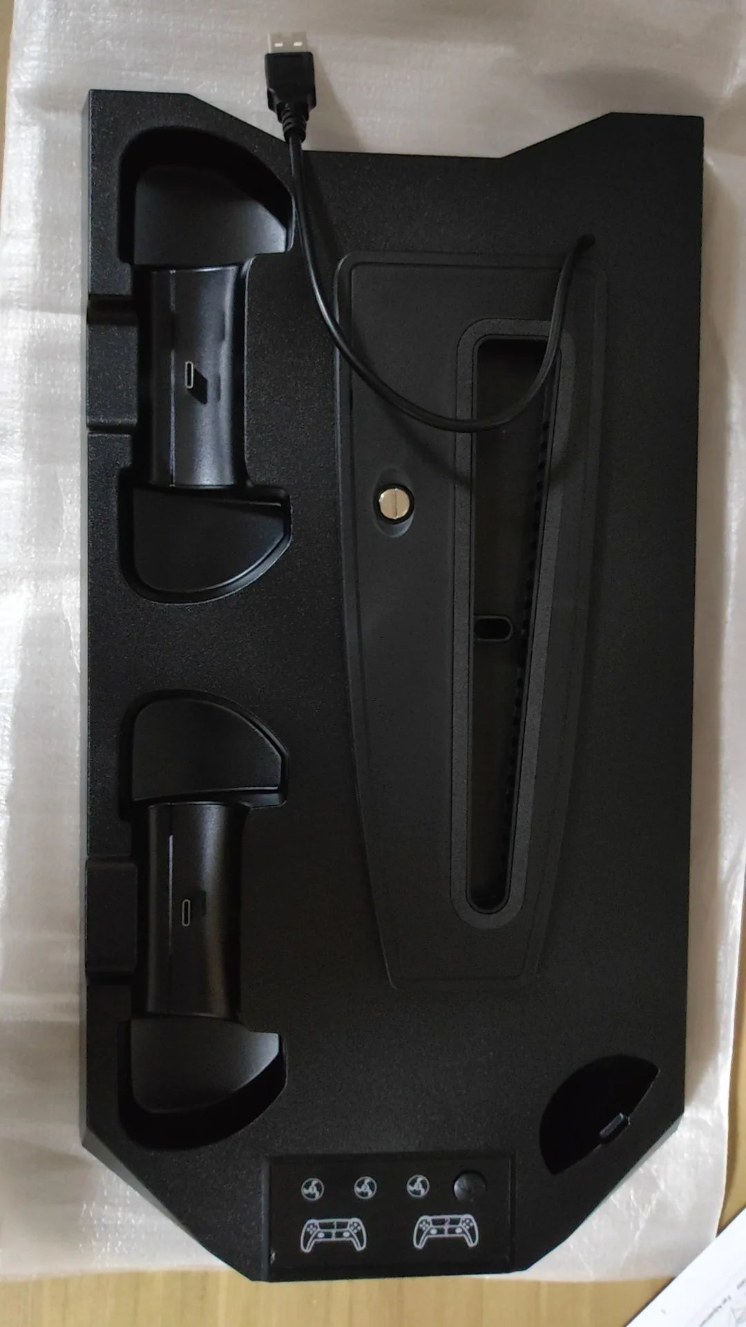 For PS5/PS5 Slim/PS5 Pro Stand with Headphone Hook Cooling Stand & Controller Charging Station for PS5 with 3 Levels Cooling Fan