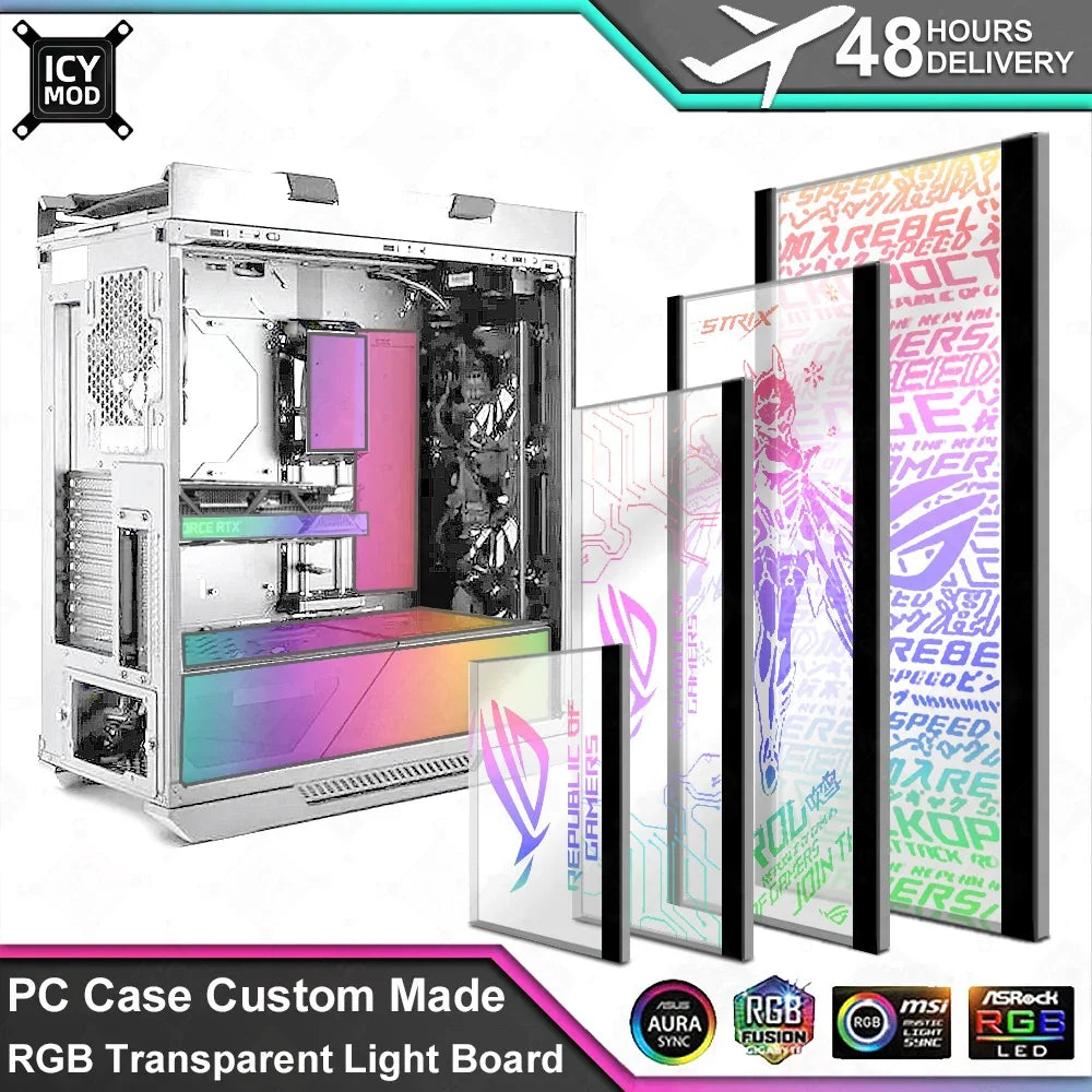 Mod Transparent ICY MOD Transparent Acrylic ARGB Luminescent Board Customized VGA Side ...