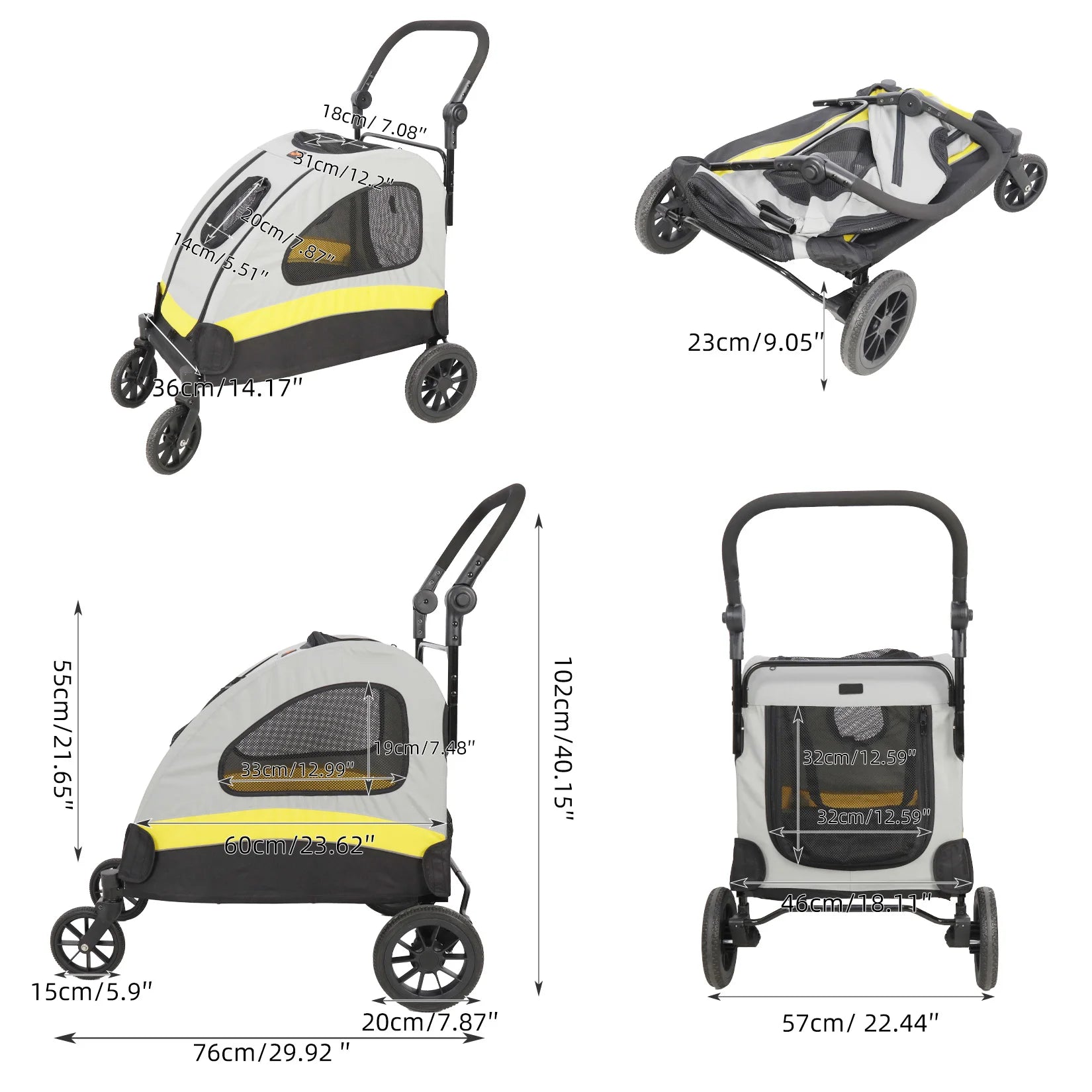 Premium Hundebuggy Kinderwagen 4 Rad Faltbarer Wagen Reisespaziergang Haustier Jogger Wagen Für Kleine Mittelgroße Große Hunde