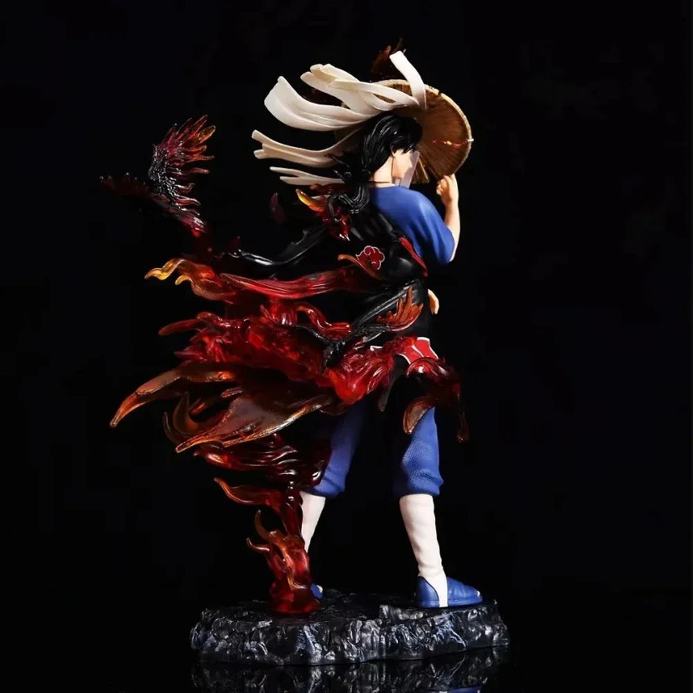 27cm Naruto Anime Figurine Itachi Uchiha Akatsuki With straw hat Action Figure Model Statue Collection Toys Children Toys