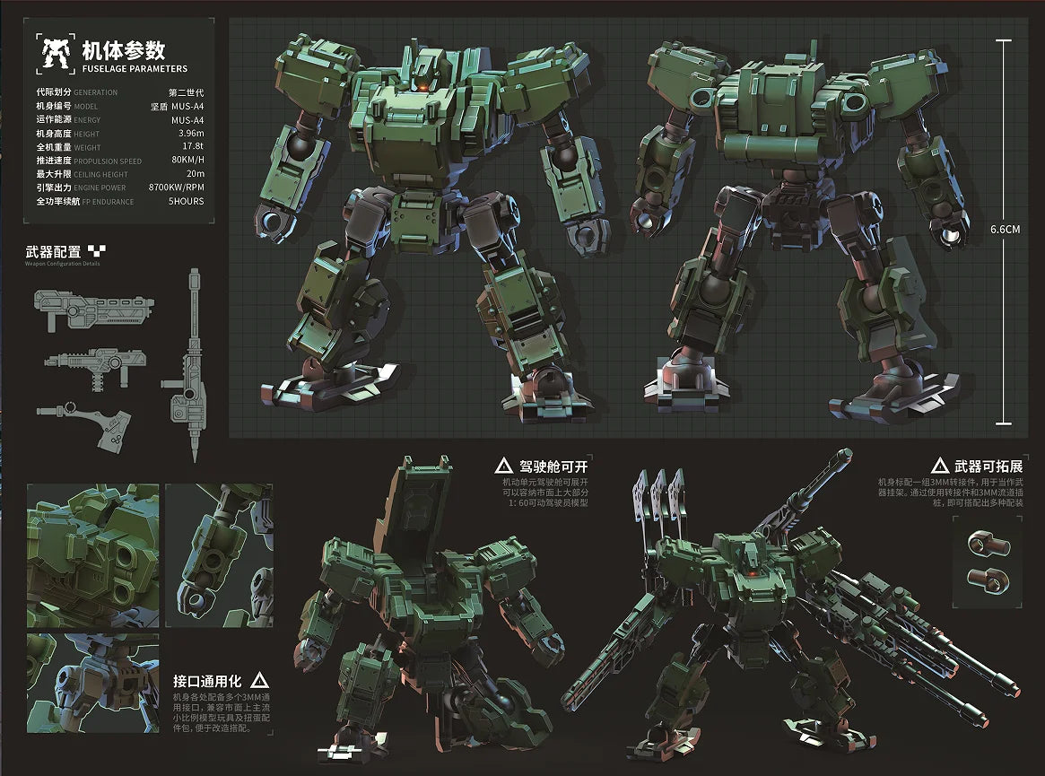 Chieftain Continental 3MIN Plan MUS-A4 Fortishield Hard Shield Team Assembly Model