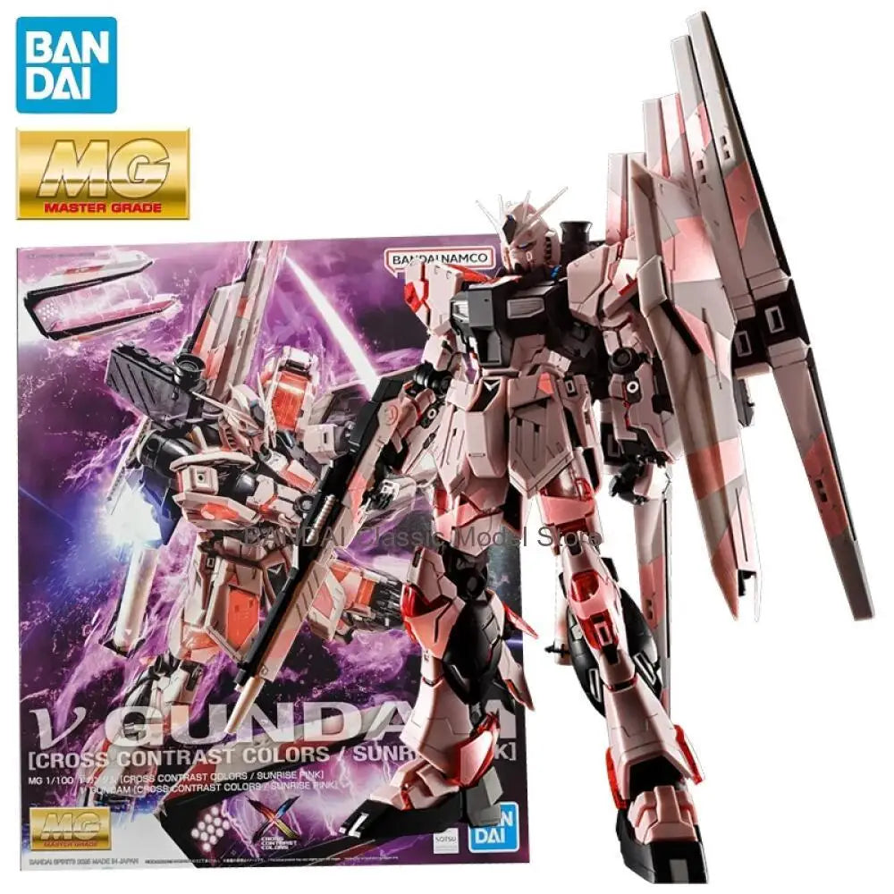 In Stock BANDAI China Limited MG 1/100  GUNDAM  CROSS CONTRAST COLORS / SUNRISE PINK  Anime Action Figures Assembly Model Toy