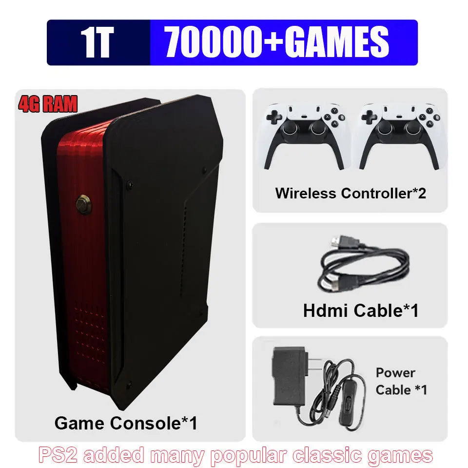 Retro X4 Gaming Console 8G RAM 2T Loaded 70000+ Games for Wii PS2 DC PSP GAMECUBE Plug-and-Play On TV Windows 11 Children's Gift