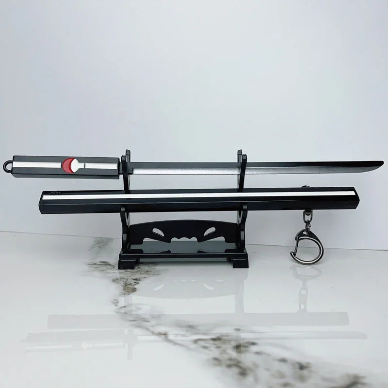 22 см (8,66 инча) аниме периферни устройства Учиха Саске миниатюрен Кусанаги но Цуруги цинкова сплав метални модели играчки за занаяти меч с калъф