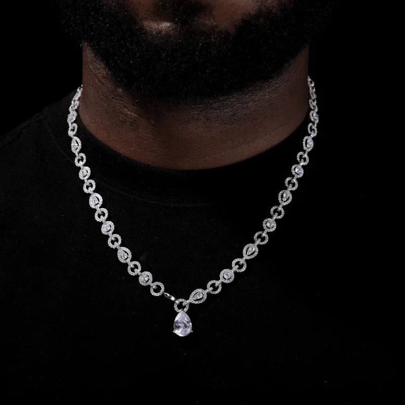 Full Moissanite Waterdrop Diamond Necklace For Women 925 Sterling Silver Neck Chain Iced Out Bling Luxury Wedding Party Jewelry