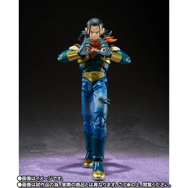 Bandai Original Dragon Ball GT Modellbausatz Anime Figuren SHF Super Android 17 Actionfiguren-Sammlung Modell für Kinderspielzeug Geschenke