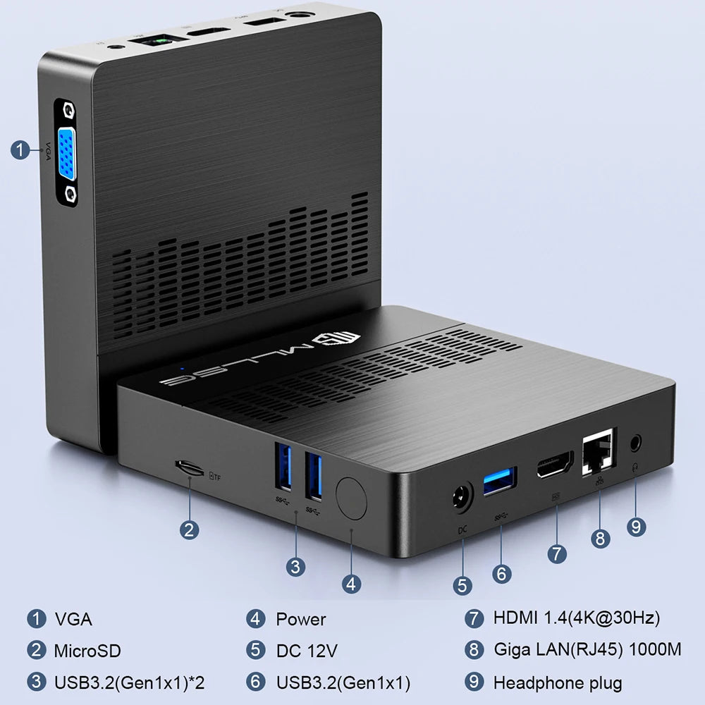 MLLSE M2 Air Mini PC Intel Gemini Lake N4000 6GB RAM 128GB SSD Dual-Band WiFi(2.4G & 5G) BT4.2 Win11 Mini Desktop Computer