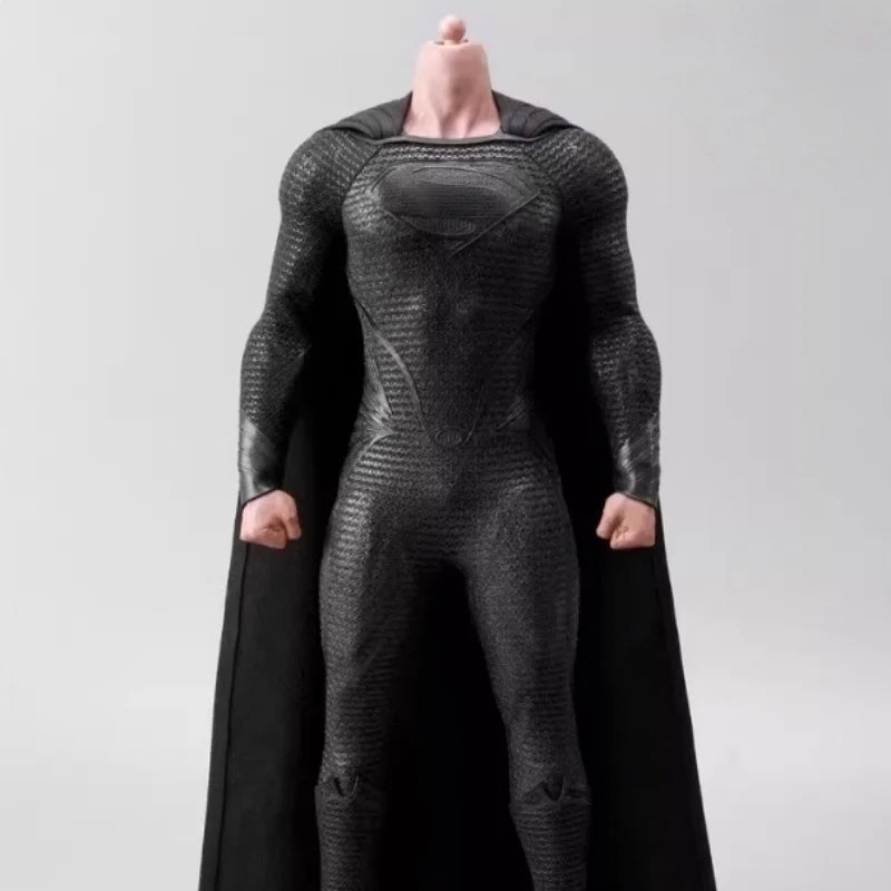 New Combat Suit Sn02 1/6 Scale Soldier Black Battle Suit With Cape Superhero Tight Body Fit Jumpsuit For 12inch