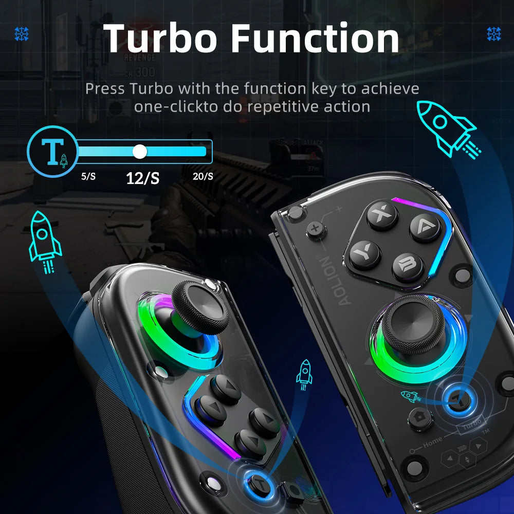 AOLION J20 Hall Joy-Con Gamepad für Nintendo Switch 2/Switch OLED/Switch NFC HD Shake Lite Controller mit Split-Funktion für links und rechts