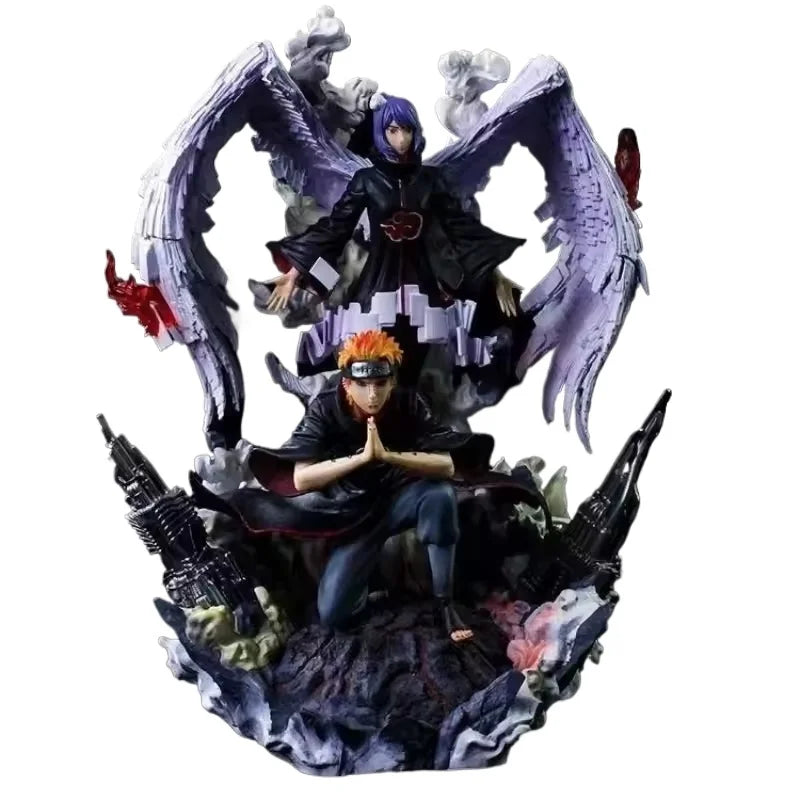 Gk Naruto Shippuden Anime 35 Cm Action Figure - Kurama Chakra Mode With Sasuke Itachi Statue Collection Toy Kyuubi Figma