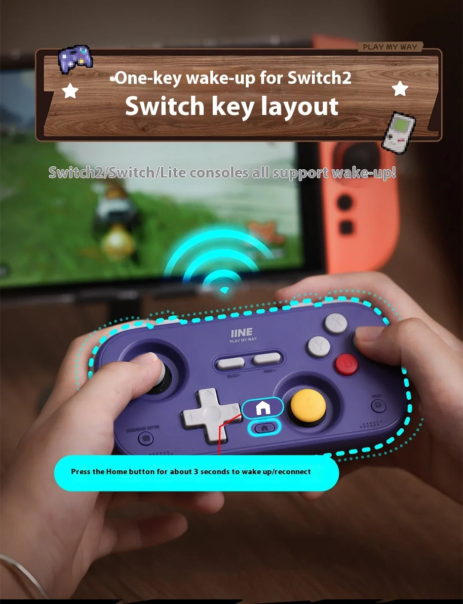 IINE Retro Card Game Controller Portable Switch2 mini handle Hall Joysticks 1000Hz Recessed Joystick Designed Customizable Gifts