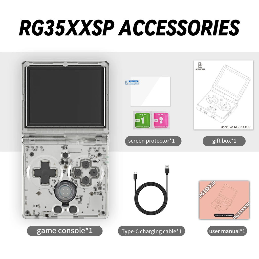 ANBERNIC RG35XXSP Mini Retro Handheld Game Console 3.5-inch IPS Screen 3300mAh Battery Supports HDMI-TV Out and Bluetooth 4.2