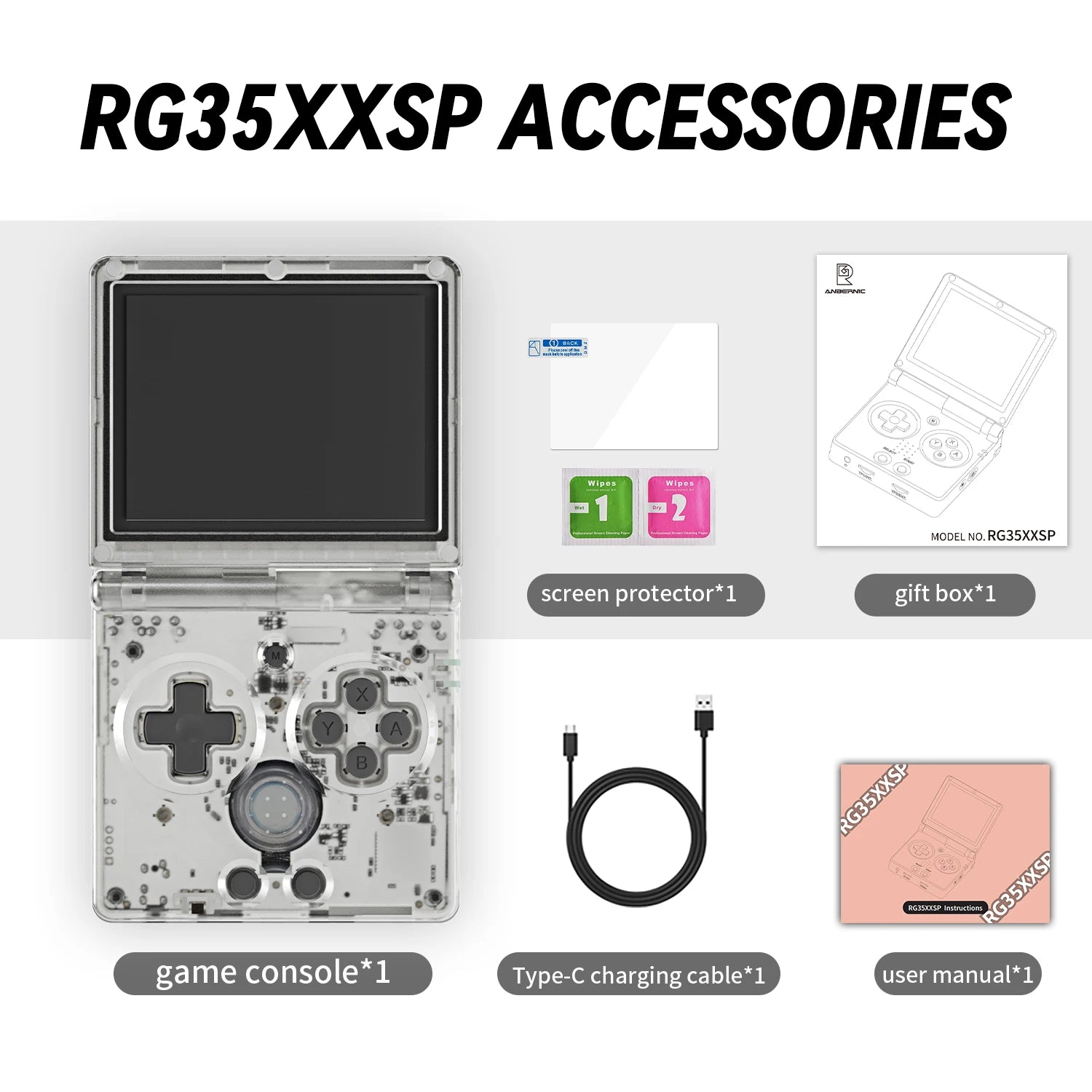 ANBERNIC RG35XXSP Mini Retro Handheld Game Console 3.5-inch IPS Screen 3300mAh Battery Supports HDMI-TV Out and Bluetooth 4.2