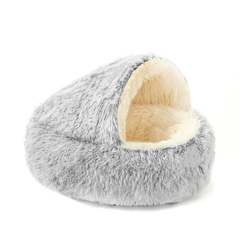 40/50/60cm Autumn and Winter Round Cat Bed Warm Soft Plush Shell Style Sleeping Nest for Small Medium Large DogCat Katzenzubehör