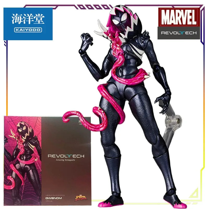 KAIYODO Original Revoltech Series Spider-Man\Venom Gwen Anime Action Figure Model Toys Movable Model Ornaments Gifts Fo Boys
