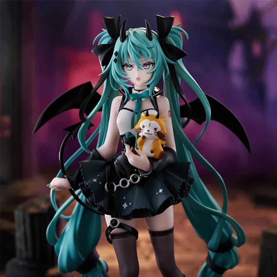 Anime 19CM Hatsune Miku Little devil raccoon Kawaii Action Figure PVC Doll Model Figure Toys Desktop Decoration Holiday Gifts