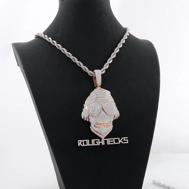 Provence jewelry custom pendant iced out 925 Silver lab diamond hip hop skull pendant for men punk rock party gift for boyfriend