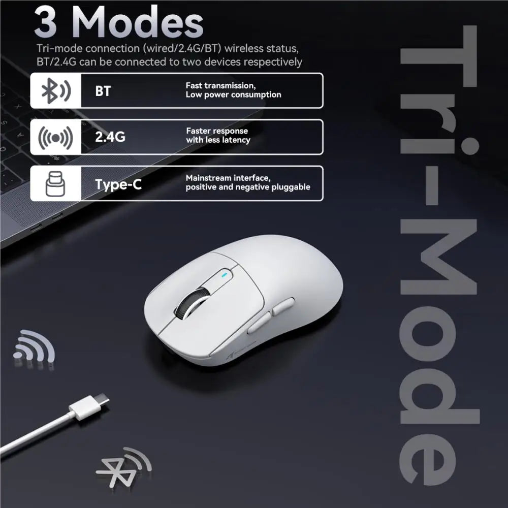 ATTACK SHARK X3 PAW3395 Bluetooth Mouse 2.4G Tri-Mode Connection,26000dpi,650IPS,49g Lightweight Macro Gaming Mouse