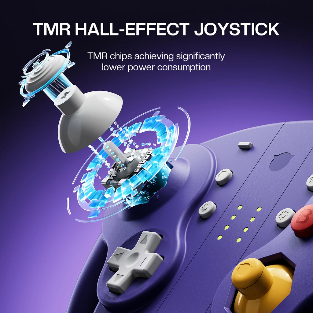 NYXI Purple Wizard 2 TMR White Special Edition Joy-pad for GameCube/Switch Compatible Gaming Controller