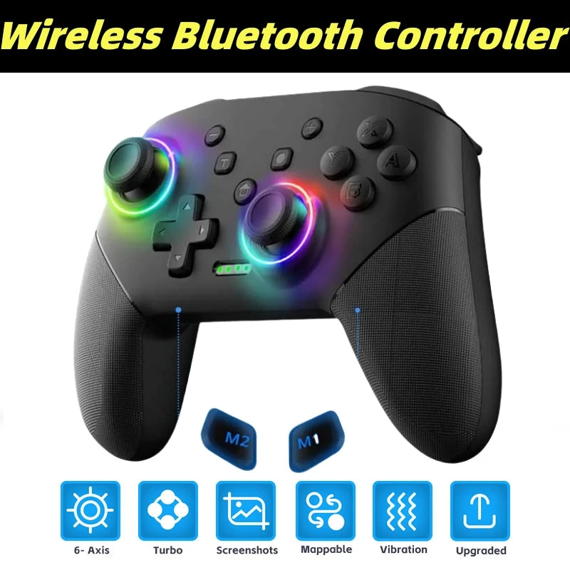 Wireless Controller RGB For Nintendo Switch OLED / Lite Console Pro Gamepad with 600/1000Mah Battery Programmable Turbo Function
