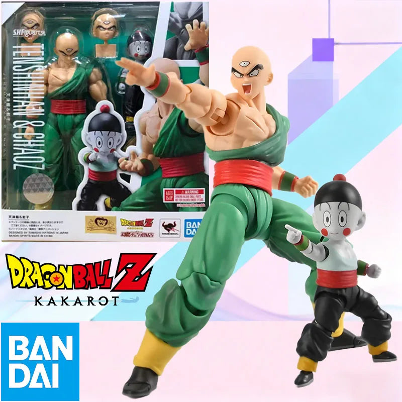 Low price In Stock BANDAI Original S.H.Figuarts DRAGON BALL TENSHINHAN AND CHAOZ SHF Action Figure Model Toy Gift for Kids
