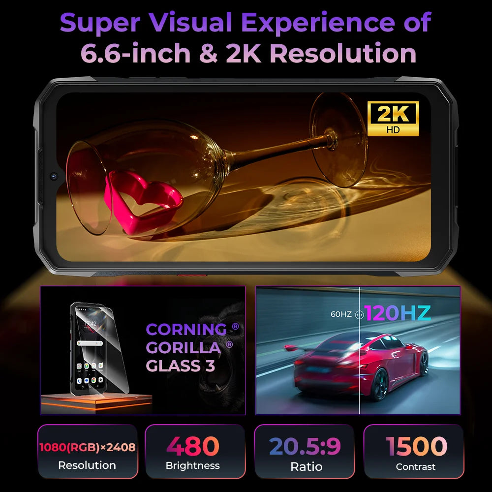 HOTWAV Cyber 15 Rugged Smartphones G99 Gaming Phones 200MP Outdoor Shooting Cellphones On Sale 6.6'' FHD+ 120Hz 12GB 256GB